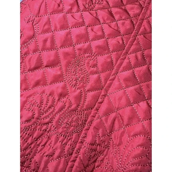 RQT Womens Size PM Quilted Jacket Red Petite Lightweight Button Front Embroidery - Picture 13 of 15